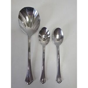 Reed & Barton '1800' Stainless Flatware Shell Berry Sugar Spoon Set 3pc